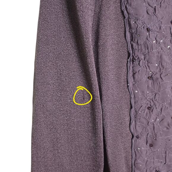 St. John Evening Knits Dusty Purple Jacket Trim Appliques Size 14 XL Santana - Picture 9 of 9